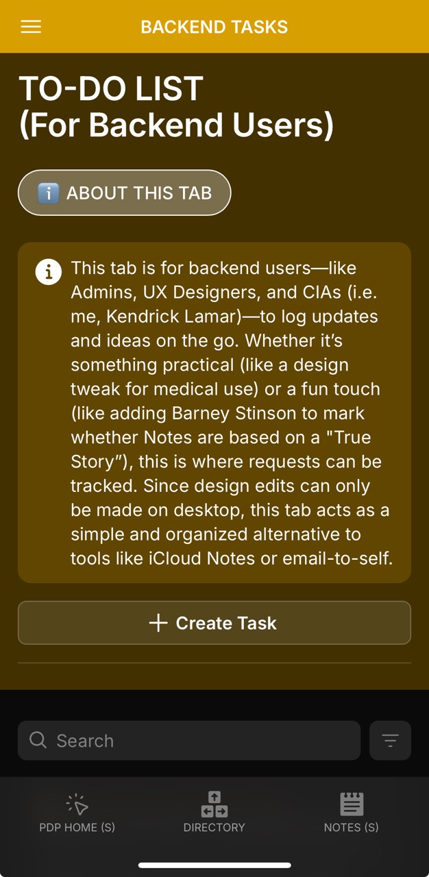 Backend Task Page (About This Page)